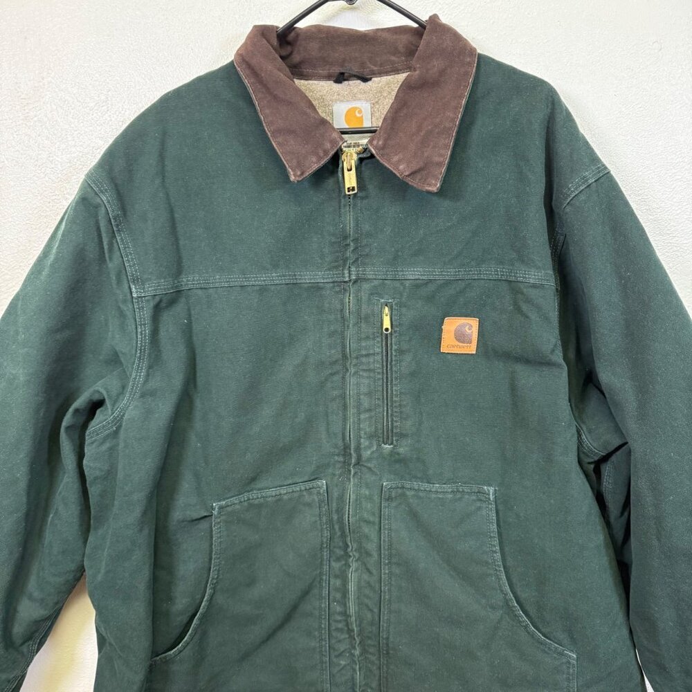 Carhartt C61 SPC Spruce Green Mens 2XL R Sherpa Lined Work Jacket Canvas Chore - Picture 13 of 16
